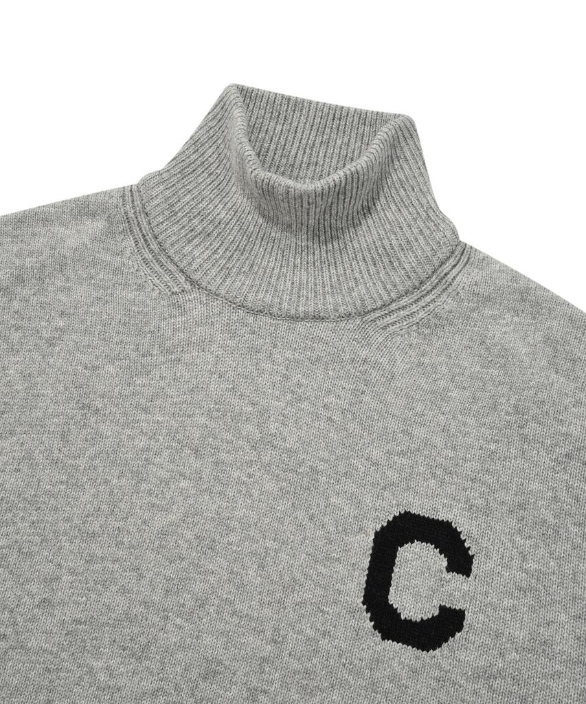 COVERNAT C Logo Turtleneck Knit Melange Gray