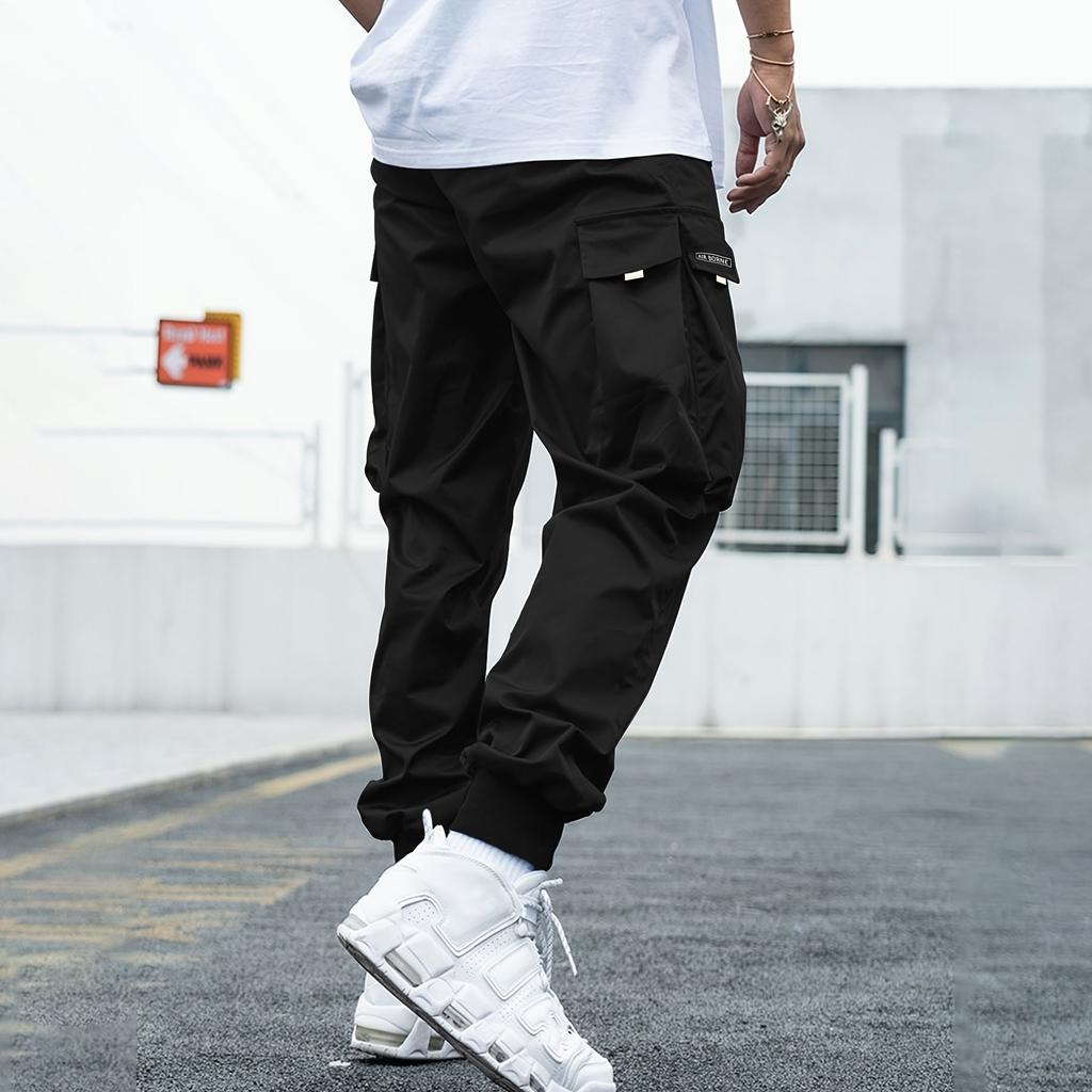 Мужские джоггеры на весну и осень, повседневные свободные брюки-карго с несколькими карманами и завязками на открытом воздухе