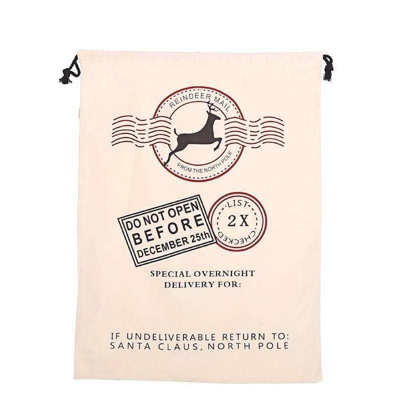 Festive Canvas Gift Bag With Reinforced Drawstring For Holiday Gift Wrap