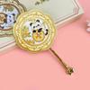Textured Chinese-style Handheld Mirror Flower Cartoon Makeup Mirror Metal Cosmetic Mirror  Make Up