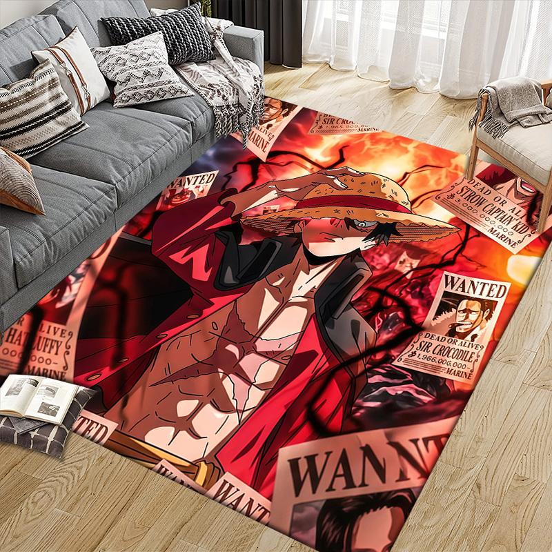 One Piece2 Flannel Pattern Square Carpet,Area Rug,Carpet Rug for Living Room Bedroom Sofa Playroom Decor,Non-slip Floor Mat