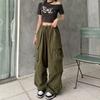 Women Casual Joggers Pants Solid Low Waist Pants Drawstring Wide Leg Baggy Trousers Y2k Streetwear Oversize Sweatpants