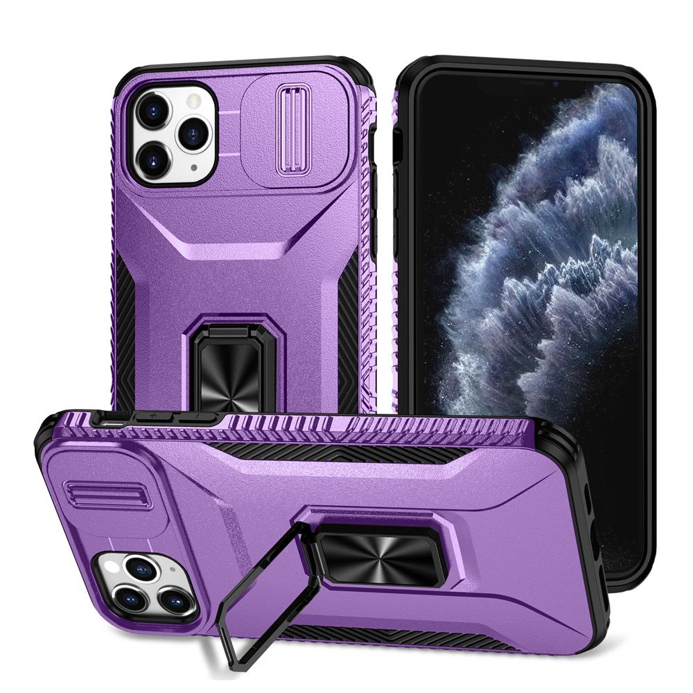 KEYSION Shockproof Case for iPhone 11 Pro Max Slide Camera Lens Protection Ring Stand Phone Back Cover for iPhone XS Max X XR