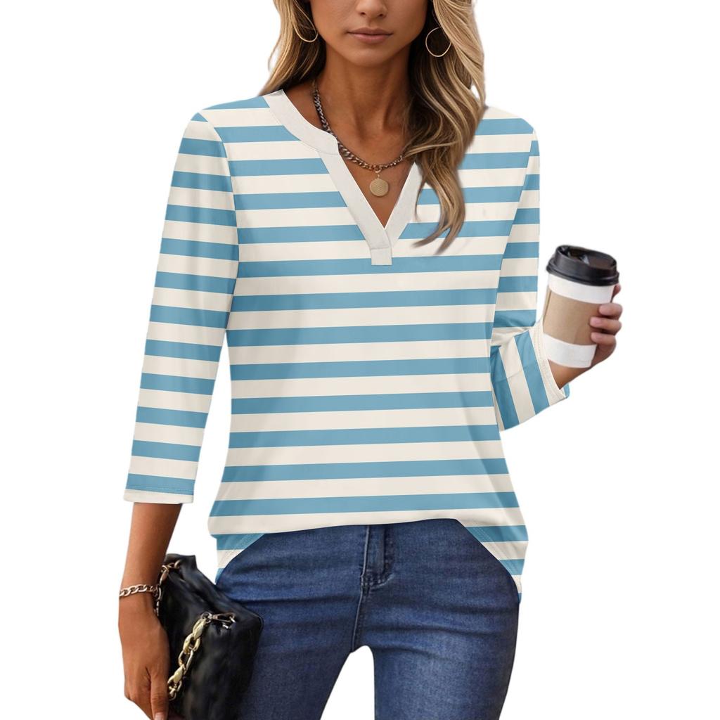 Рубашки с рукавом 3/4 для женщин, футболки, блузки, повседневные базовые топы больших размеров, пуловер, женские туники-блузки