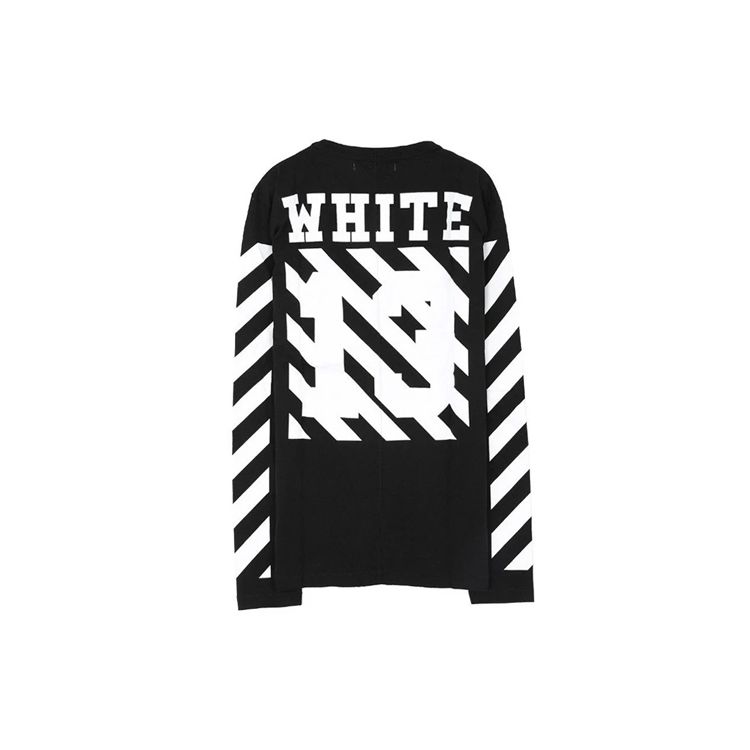 Off-White C/O Virgil Abloh Initial Religion Back Logo Striped Long Sleeve T-Shirt Unisex Tops Black AU2001-03-05