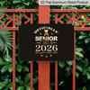 2D Flat, 1pc Senior Class of 2026 Aluminium Sign 8x12 Inch - "Officially A Senior My Last First Day" Quote, Graduation Cap & Star Design, Black