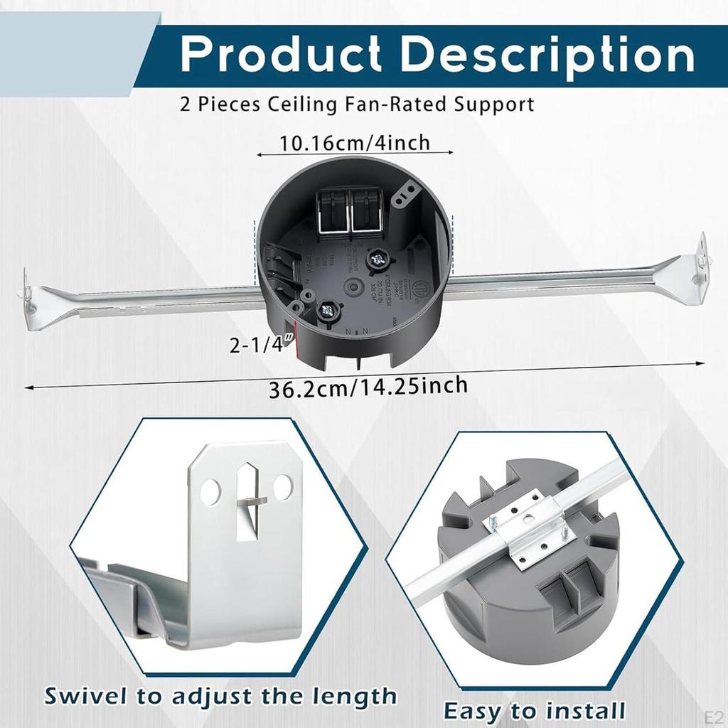 Потолочный вентилятор Кронштейн Электрическая коробка Круглая розетка Коммерческий монтажный кронштейн