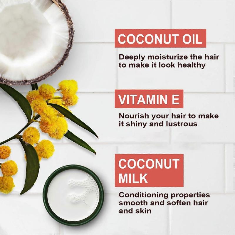 Coconut Oil Hair Cream 250g, Coconut Oil Hair & Scalp Conditioner, Smooth Frizz, Nourishes & Shine, Deep Conditioning & Restoriong Treatment, Anti Bre