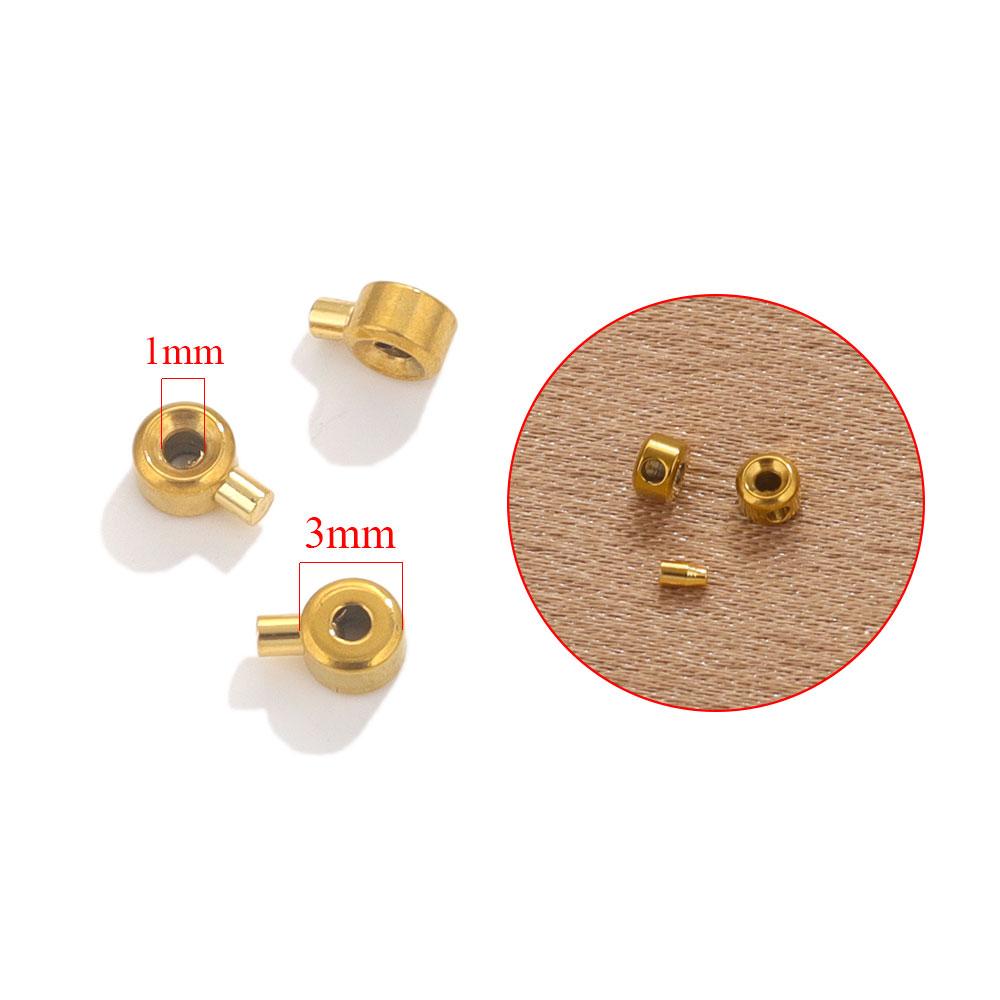 10pcs Stainless Steel Positioning Stopper Spacers Crimp End Beads For Zircon Making DIY Crimp Snap Bracelet End Clip Clasps