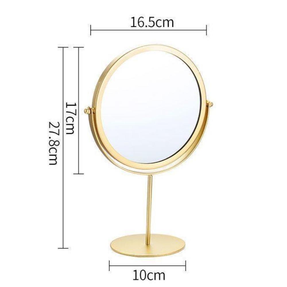 Metal Makeup Mirror with Stand Round Dressing Mirror Retro Desktop Mirror  Bedroom