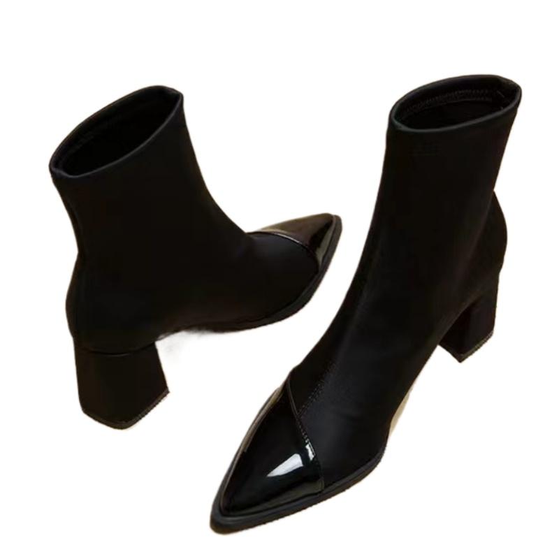 Острый носок женские ботильоны сексуальные туфли на высоком каблуке замшевые туфли зима 2025 тренд элегантные толстые офисные туфли модные туфли-лодочки Botas Mujer