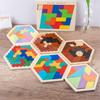 Interactive Wooden Geometry Puzzle Toys Pattern Cognitive Jigsaw Puzzle Board  Kindergarten Kids