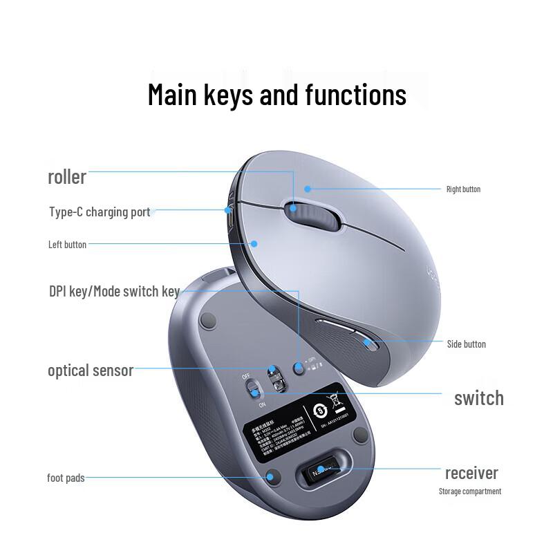 Бесшумная беспроводная Bluetooth-мышь Ugreen с зарядкой Type-C