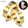 Fashion Screw Wedding Zircon Ring For Women Simple Stainless Steel Rose Gold Color Jewelry FingerRing Party Accessories Hot Sale
