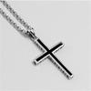 Очаровательная цепочка с подвеской, ожерелье с крестом, простое распятие, мужские и женские серебряные, черные украшения