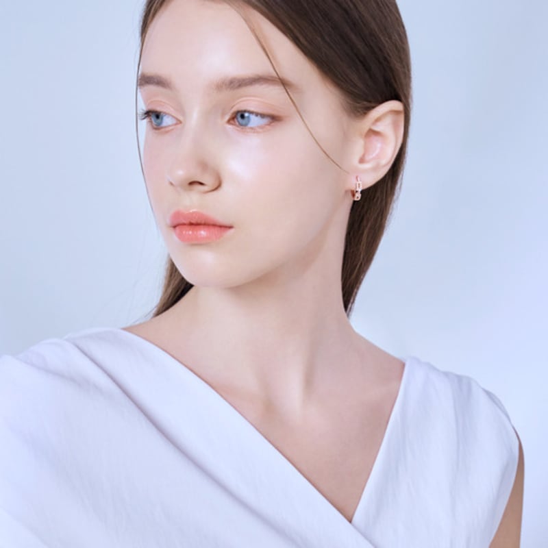 Ювелирные изделия ELLE Цепочка из 14-каратного золота Серьги-кольца с застежкой-клипсой (Золотой пин) ELGPEE440