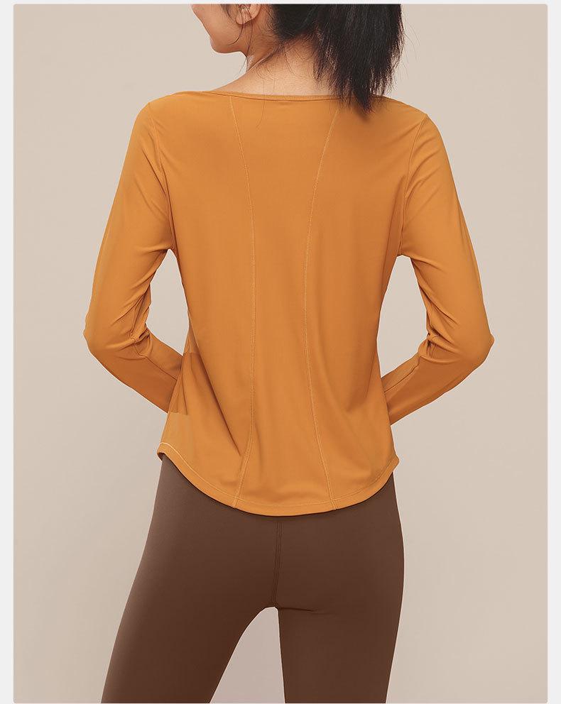 Женская быстросохнущая футболка для йоги и пилатеса осень/зима - футболка с длинными рукавами для фитнеса и бега