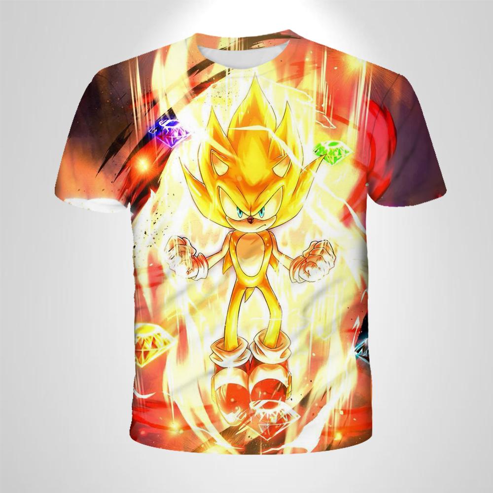 Детская футболка Детская одежда Аниме Соник Ёж Мальчики Футболка Девочки Мультяшная Игра Соник Мужская одежда Летние топы