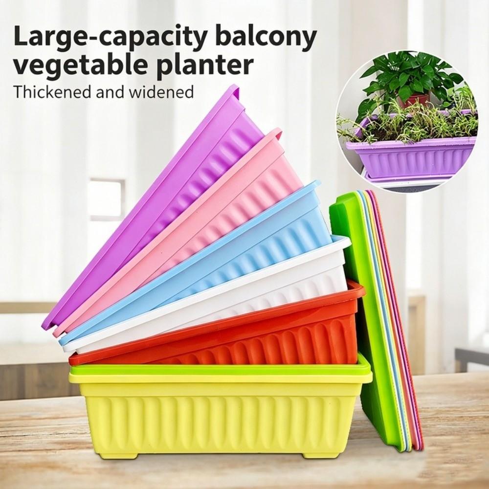 Colorful Rectangular Flower Pot With Tray Plant Pot Quality Garden Planter Patio