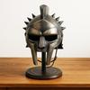 Gladiator Helmet with Wood Stand Replica Greek Roman Warrior Armor for Cosplay, LARP  Steel Medieval Helmet Viking Halloween Gift