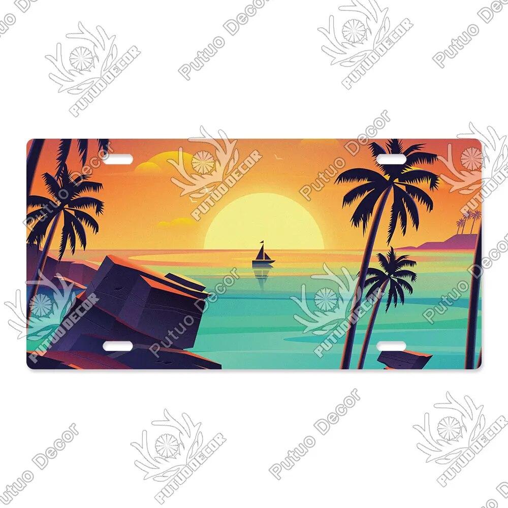 Putuo Decor Illustrations Licenses Plate Tin Sign Plaque Metal Decorative Plate for Car Living Room Door Home Wall Decor