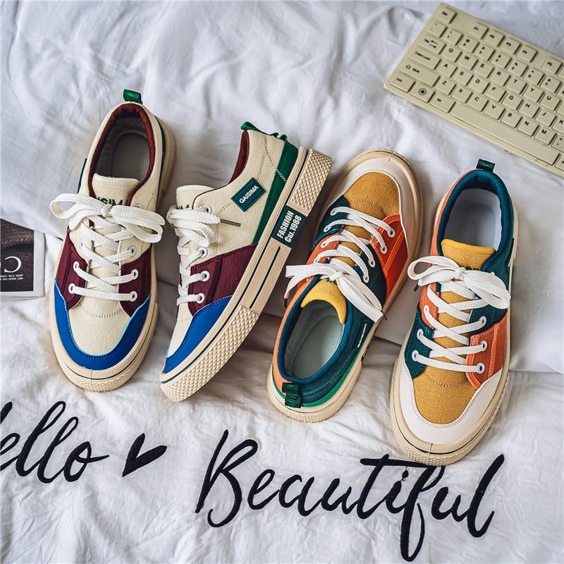 Men 's Casual Four Seasons Fashion Canvas Skateboarding Students Comfortable Sneakers Boys Trending Soft Sole Breathable Shoes
