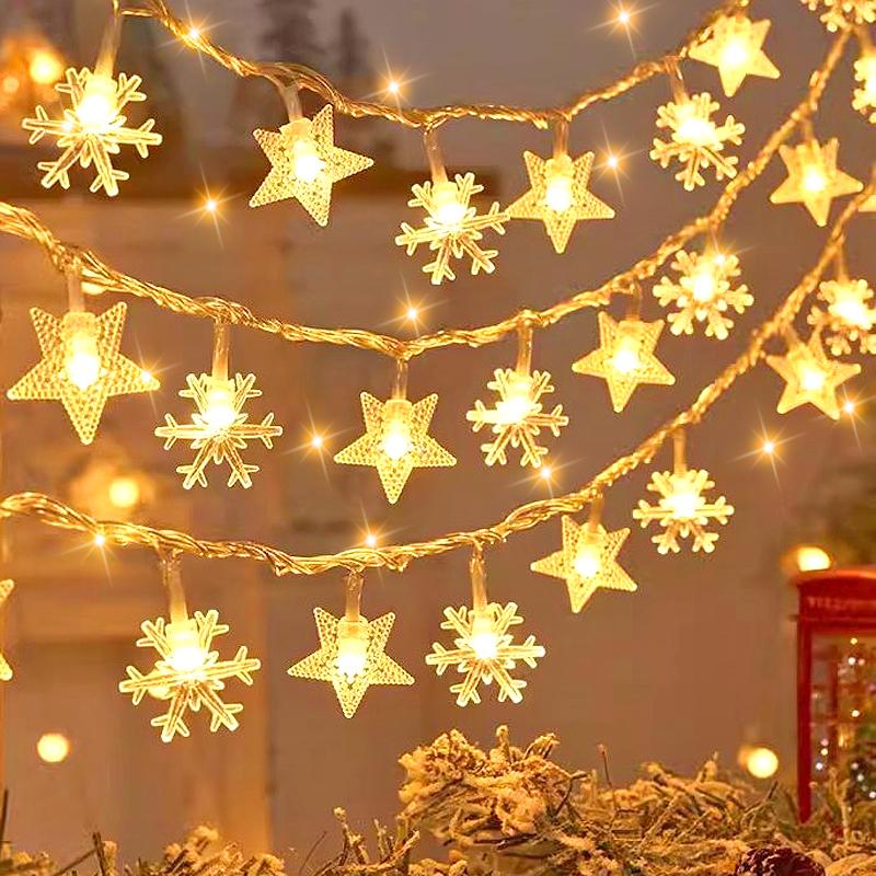Водонепроницаемые солнечные гирлянды в виде снежинок, уличные гирлянды с 8 режимами для рождественской елки, рождественской вечеринки, домашнего украшения