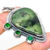 Natural Nephrite, Diopside Gemstone 925 Sterling Silver Pendant 2.40" Y9n85