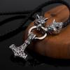 Nordic Viking Thor 'S Hammer Pendant Necklace Steel Wolf Head Necklace Men 'S Accessories 