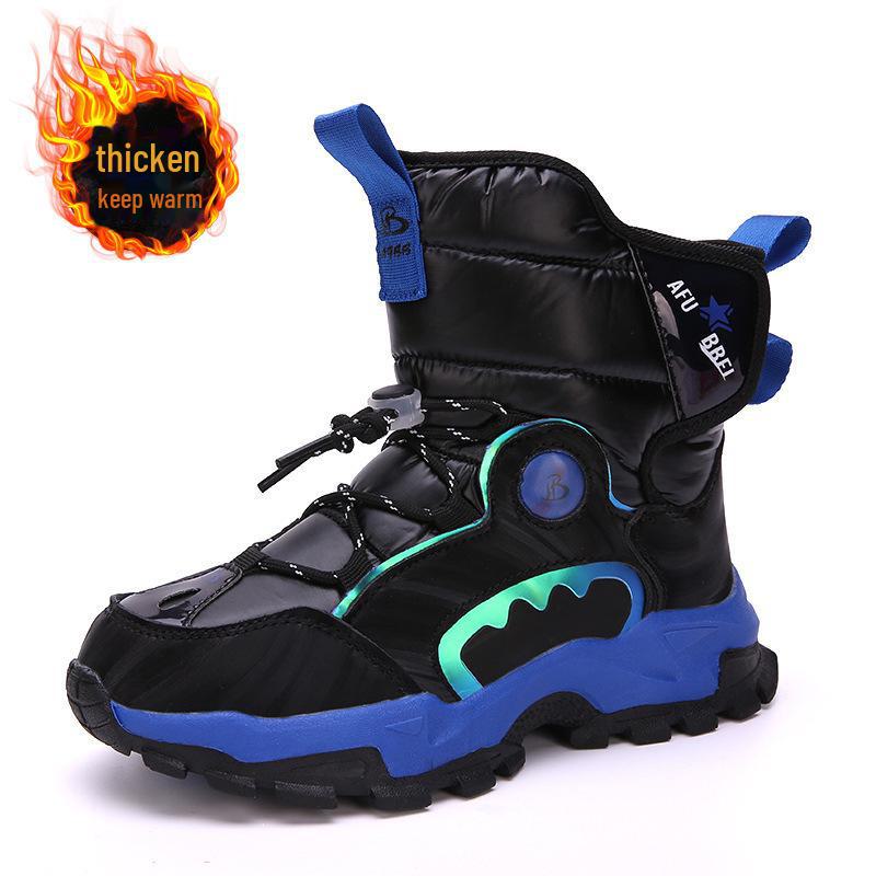 Boys' Winter Waterproof Snow Boots, Non-Slip, Extra Warm, Medium To Large Sizes, Outdoor Hiking Footwear