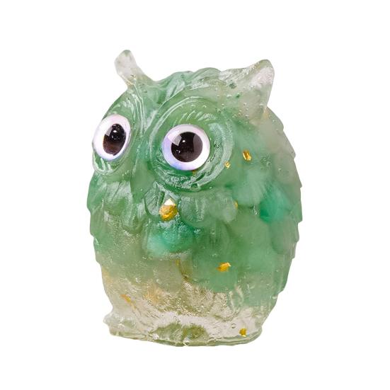 Natural Crystal Owl Ornament Handcrafted Resin Owl Figurine with Crystal Gravels Inside