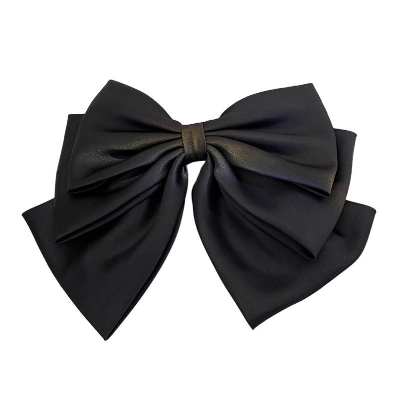 Female Satin Bow Hairpin Ponytail Clip Bowknot Ribbon Spring Clip Temperament Accessories Korean Fashion Elegant