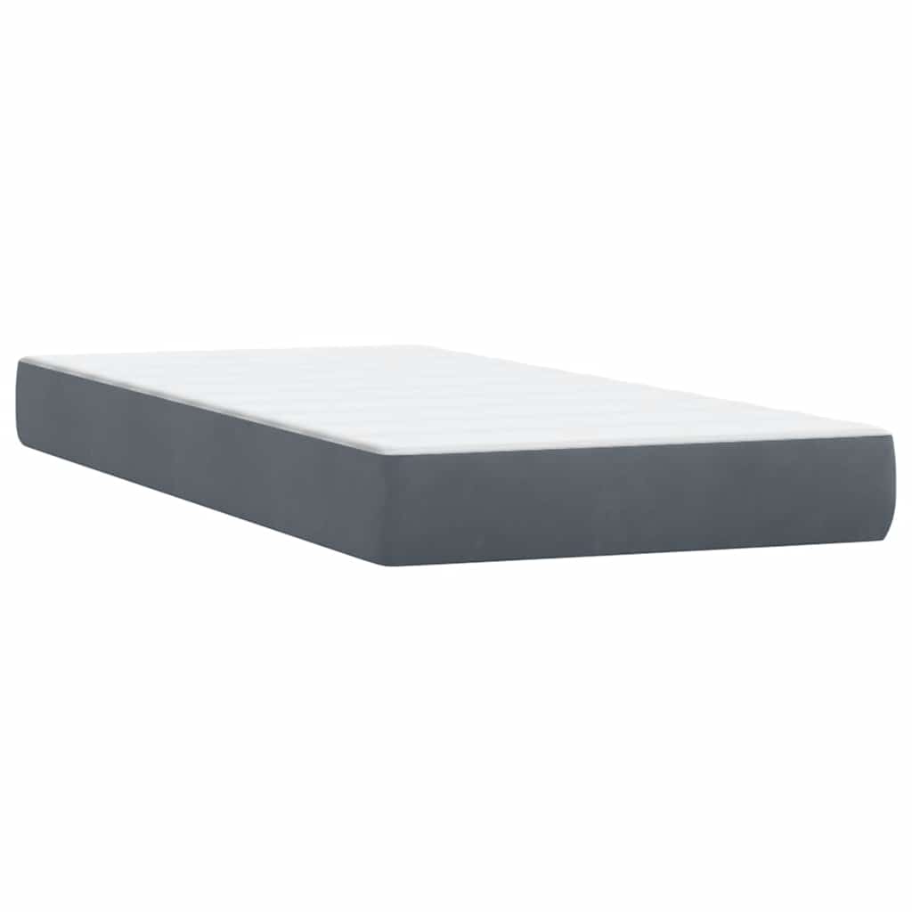 Box Spring Bed with Mattress Dark Gray 80x210 cm Velvet
