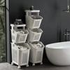 Multilayer Laundry Basket With Wheels Dirty Clothes Basket Laundry Trolley Clothes Storage Baskets Bathroom Organizer Bathroom