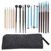 19Pcs Pottery Tool Indentation Stick Point Drill Pen Clay Painting Supplies with Storage Bag