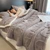 Thickened Coral Fleece Warm Autumn Winter Bed Blankets Letter Jacquard Velvet Throw Blanket Soft Plush Blankets Pillow Cover Set