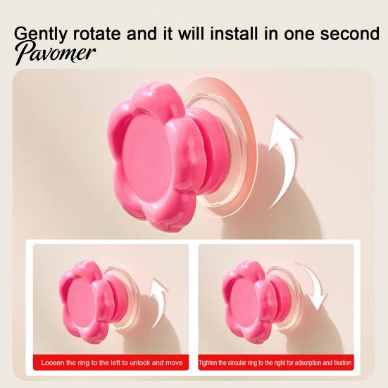 Kitchen Organization Hooks Flower Suction Cup Hook, No Drilling Removable And Reusable Plastic Hanger, Glass Mirror Hangers Waterproof Adhesive