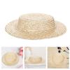 Woven Straw Bonnet Hat Base for Women Breathable Victorian Straw Hat French Flat Top Hat Headwear Beach Vacation Sun Cap