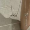 High-grade Alloy Sweater Chain With Trendy Bow And Tassel Design Perfect Birthday Gift For Her