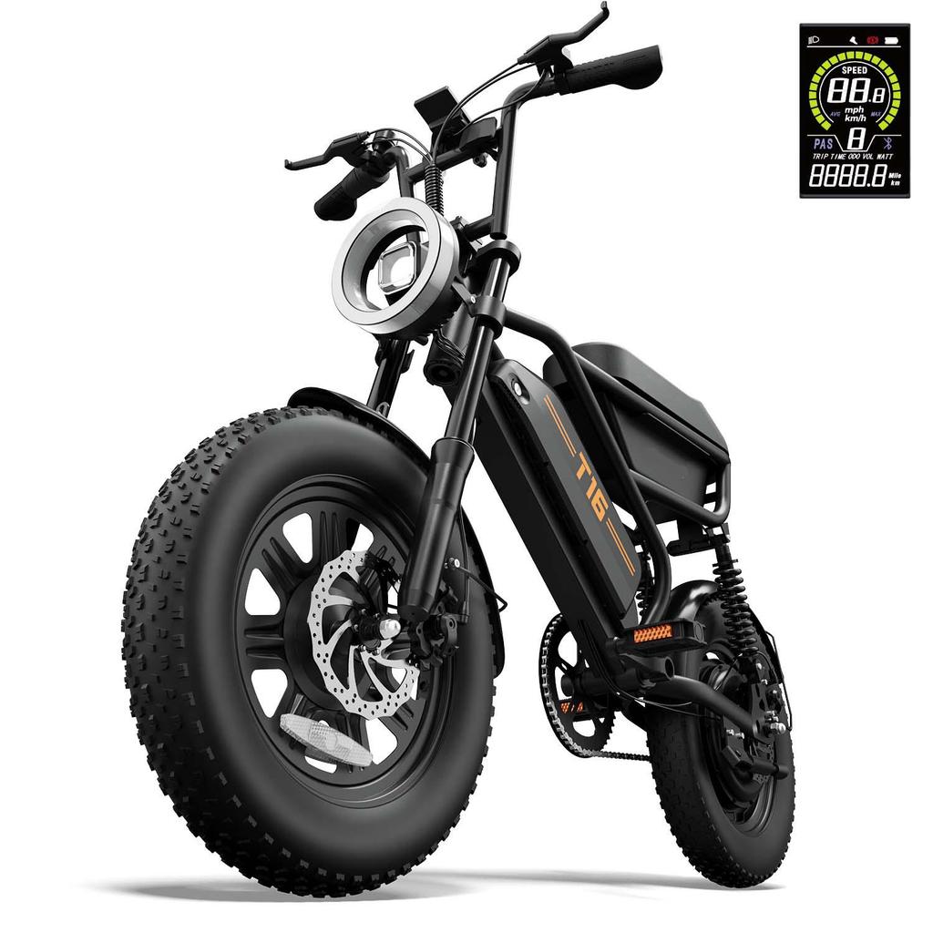 URLIFE Электрический велосипед T16 Multi Terrain, аккумулятор 48V13Ah, двигатель 500 Вт, максимальная скорость 25 км/ч, 16-дюймовые широкие шины, запас хода 65 км, городской электровелосипед