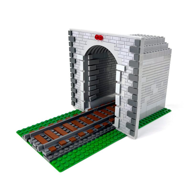 Moc Assembling Train Cave Scene Building Blocks Train Track Building Blocks Assembling Children's Toys