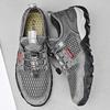 Men’s Outdoor Hiking Shoes Grey Driving Shoes Casual Slip on Summer Black Mesh Shoes Plus Size 45 46