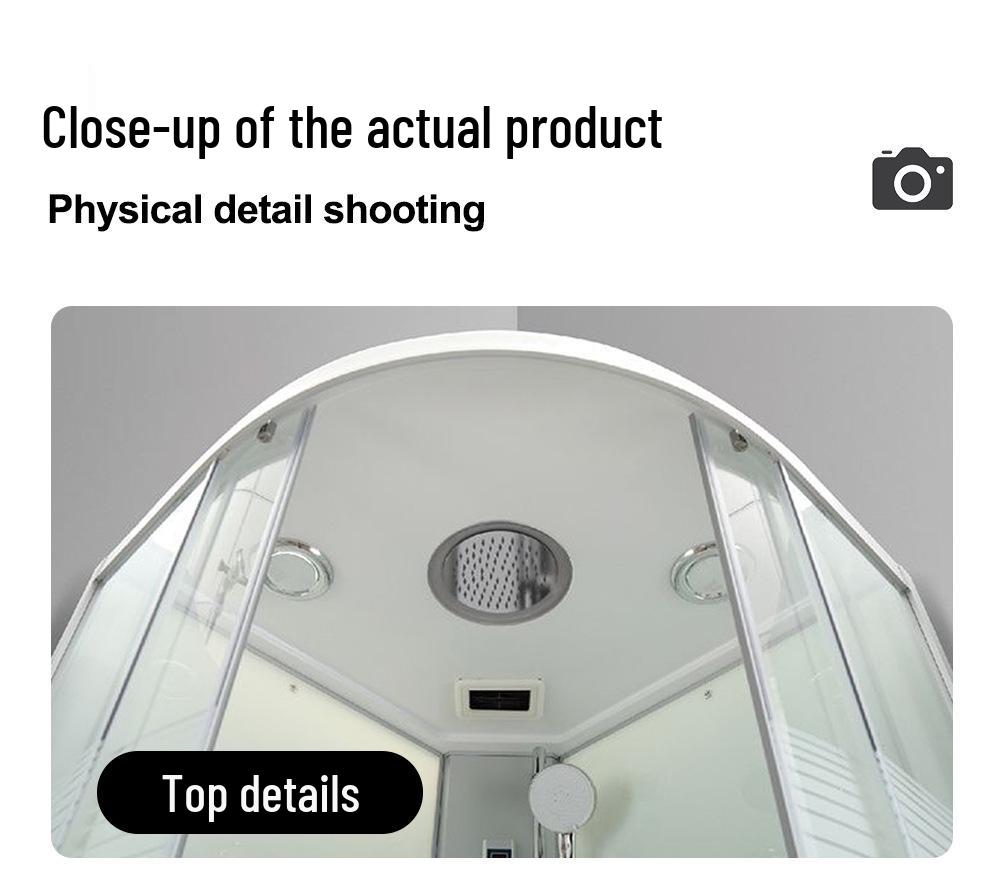Arc-Shaped Sliding Door Enclosed Shower Room Set