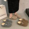 Полушлепанцы с толстой подошвой и закрытым носком, женская обувь, осень и зима, новый фасон, домашние хлопковые шлепанцы, маленькие, универсальные