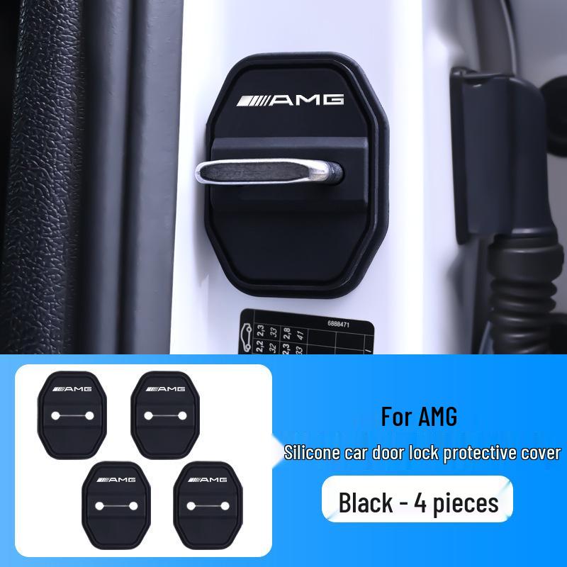 Mercedes Door Lock Protective Cover for E-Class, C-Class, A-Class, EQA, GLC, GLB, E300L - Shock-Absorbing Buckle Cover.