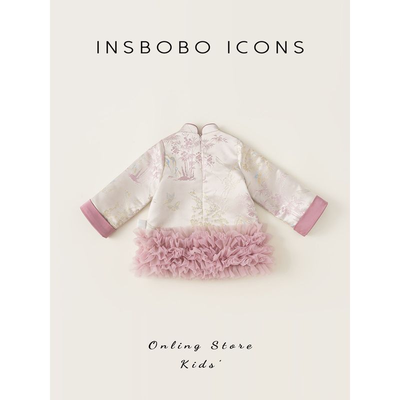 Insbobo Girls' Tang Suit Children's Traditional Dress Toddler New Chinese Style Dress 2026 Spring Outfit Girl's Hanfu Dress