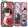 Krajews Cute Japanese Kokeshi Doll Phone Case Cover For iPhone 14 5 SE 6s 7 8 Plus X XR XS 11 12 13 Pro Max Samsung S21 S22ultra
