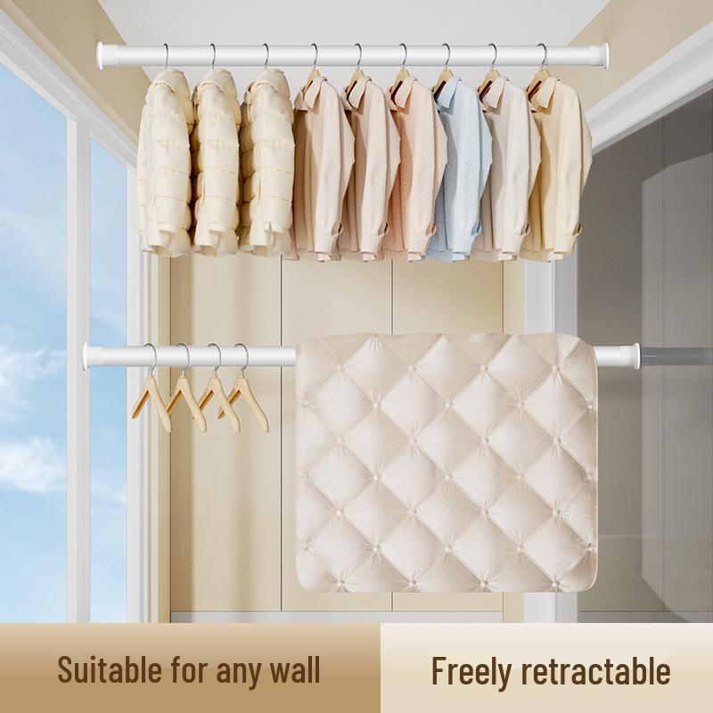 Телескопический карниз: Безударный, многоцелевой для спальни, гардероба, гостиной, душа или сушки одежды.