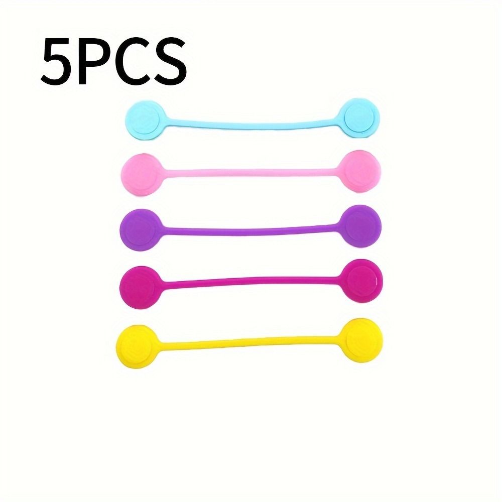 5PCS Magnetic Fabric Clips Set Silicone Cable Ties Fabric Huggers String Binding