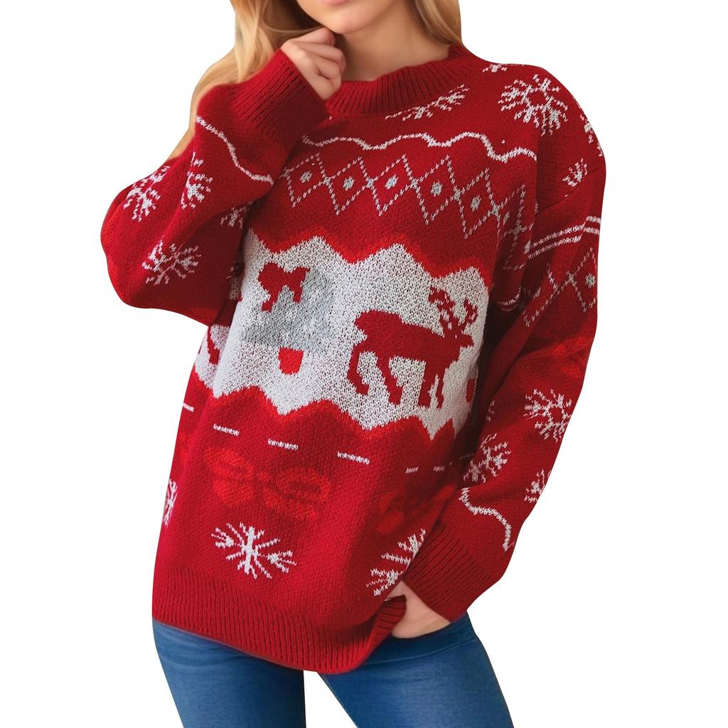 Women's Autumn/Winter Fashion Christmas Sweater Round Neck Long Seeve Sweater